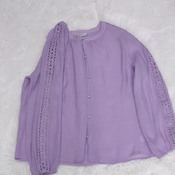 COUNTERPARTS Purple Button-Up Women's Top - Picture 11 of 15